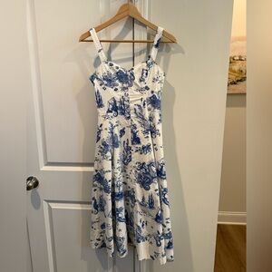 Avec Les Filles Blue and White Midi Dress